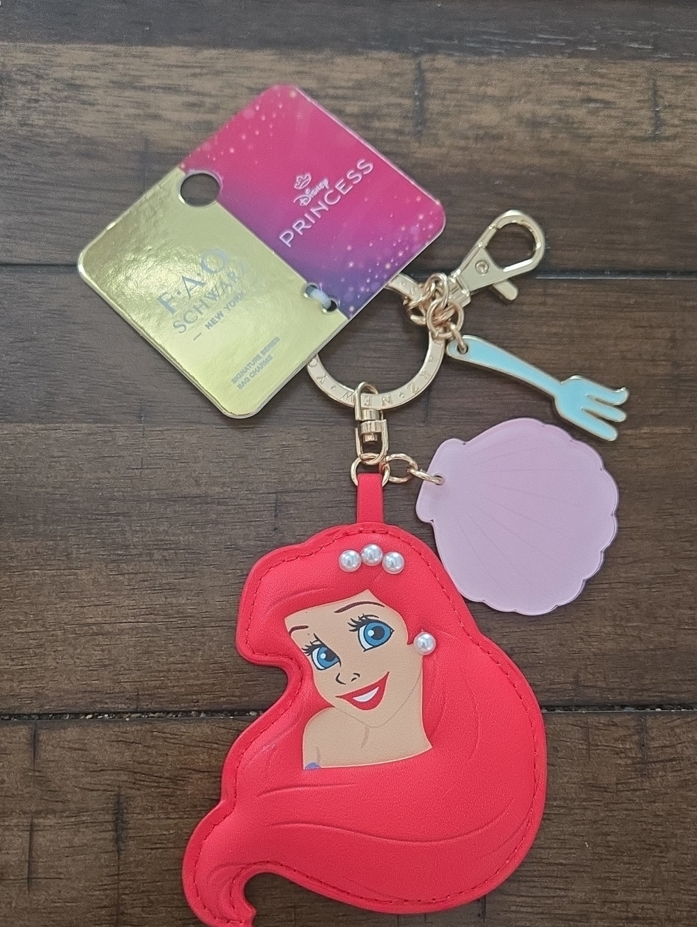 FAO Schwartz Disney Ariel Key Charm - Red, Pink & Gold Accents